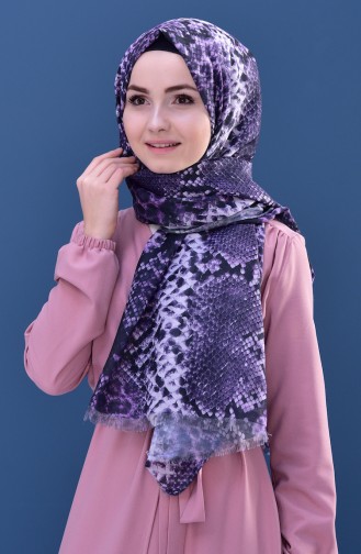 Yılan Desenli Cotton Şal 901428-05 Mor