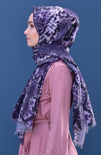 Snake Patterned Cotton Shawl 901428-05 Purple 901428-05