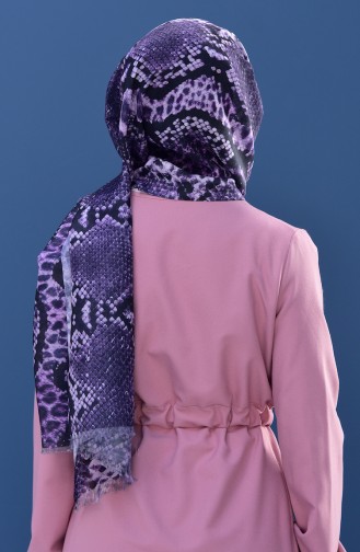 Snake Patterned Cotton Shawl 901428-05 Purple 901428-05