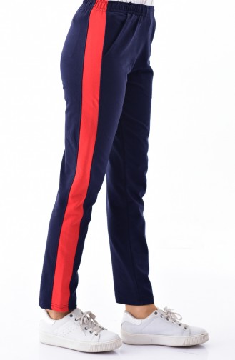  Sweatpants with Lined  0005-02 Navy Blue Red 0005-02