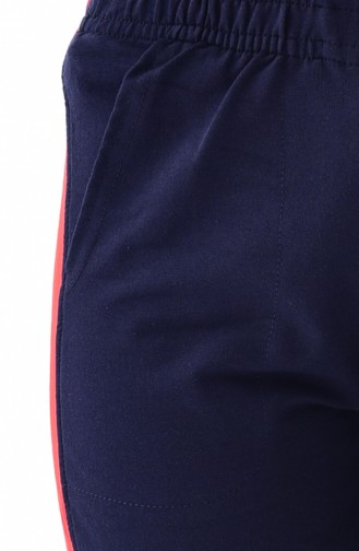  Sweatpants with Lined  0005-02 Navy Blue Red 0005-02