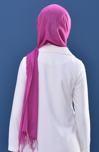 شال سادة بتفاصيل من شراشيب 60080-36 لون فوشي فاتح 60080-36