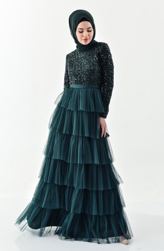 Green Hijab Evening Dress 52735-04