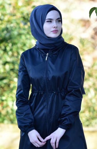 Waist Shirred Raincoat 6804-01 Black 6804-01