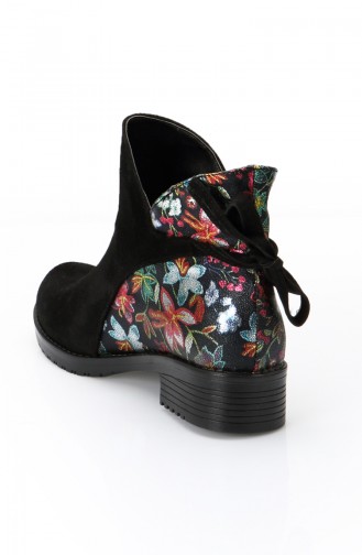 Women Flowered Boot  11192 Black 11192
