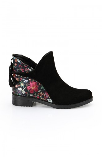 Women Flowered Boot  11192 Black 11192