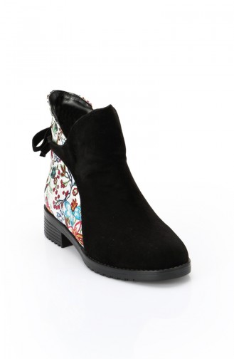 Women Flowered Boot 11194 Black Silver 11194