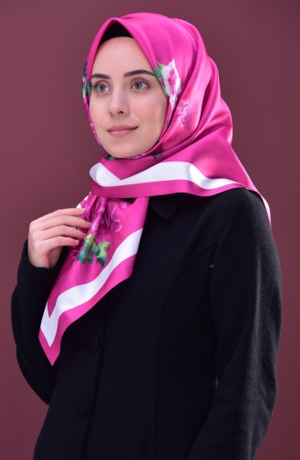 Floral Printed Taffeta Scarf 95147-08 Fuchsia 08