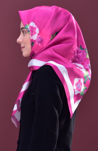 Floral Printed Taffeta Scarf 95147-08 Fuchsia 08