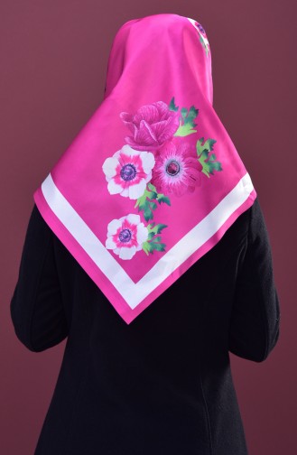 Floral Printed Taffeta Scarf 95147-08 Fuchsia 08