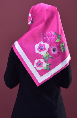 Floral Printed Taffeta Scarf 95147-08 Fuchsia 08