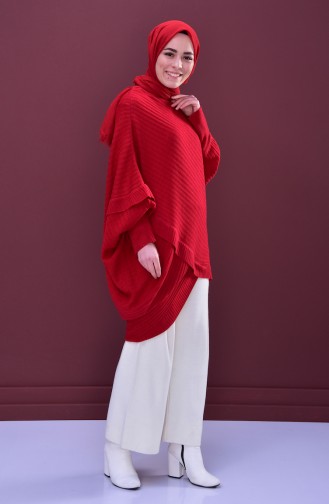 Knitwear Poncho 2112-06 Red 2112-06