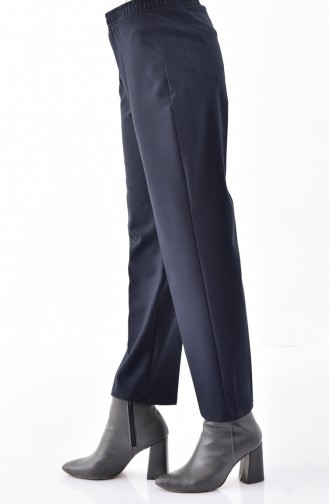 Waist Elastiic Wide leg Pants 2053-01 Navy Blue 2053-01