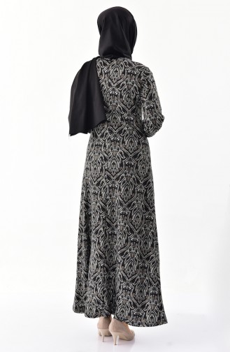 دلبر فستان بتصميم مُطبع 6072-02 لون اسود 6072-02