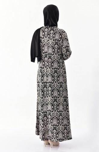 Dilber Patterned Dress 6076-01 Black 6076-01