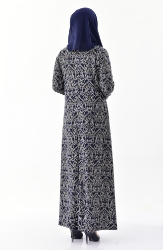 Dilber Patterned Jacquard Dress 6184-01 Navy Blue 6184-01