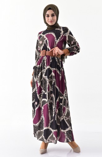 Digital Printed Belted Dress 33707-02 Purple 33707-02