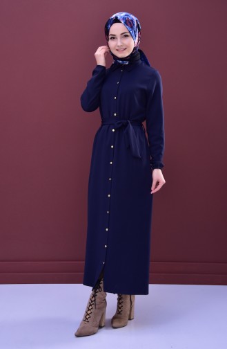 Navy Blue Hijab Dress 0003-05
