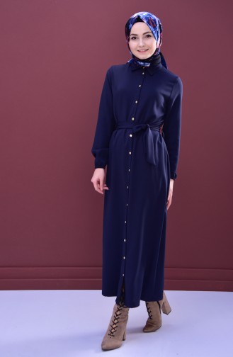 Navy Blue Hijab Dress 0003-05