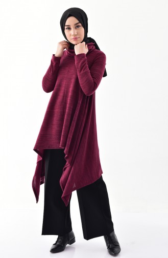 Polo Collar Asymmetrical Tunic 50359-02 Plum 50359-02