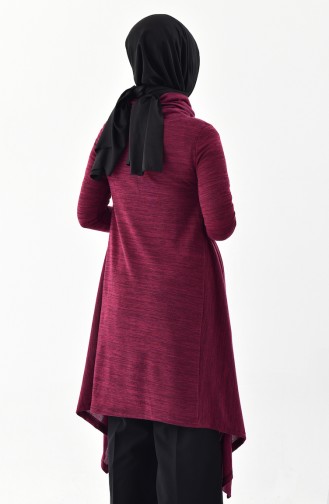 Balıkcı Yaka Asimetrik Tunik 50359-02 Mürdüm 50359-02