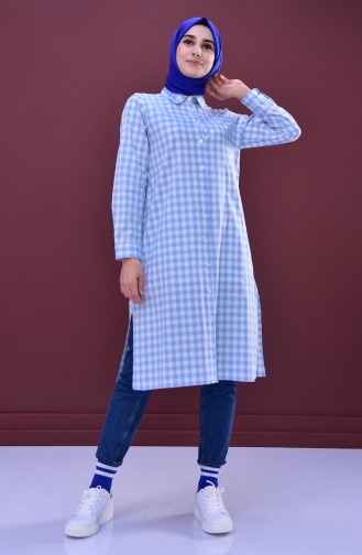 Minahill Slit Checkered Tunic 8208-04 Blue 8208-04