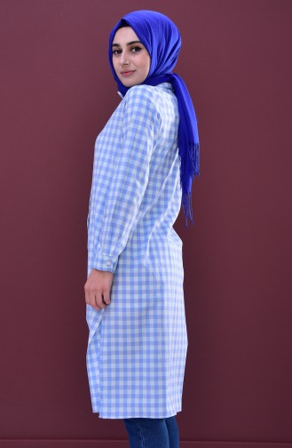 Minahill Slit Checkered Tunic 8208-04 Blue 8208-04