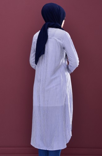 Striped Long Tunic 1813-01 Blue 1813-01