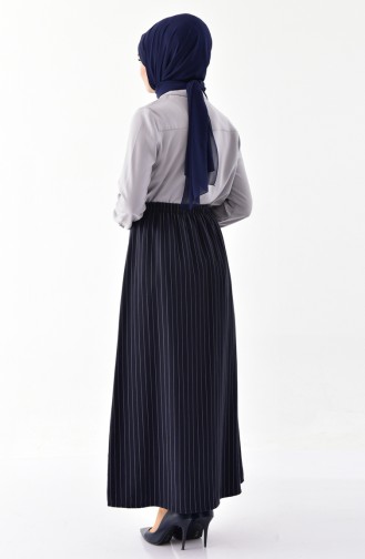 Striped Skirt 1100-01 Navy Blue 1100-01