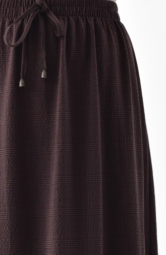 Plaid Patterned Platted Skirt 1101-01 Brown 1101-01