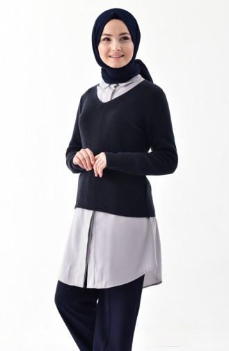 V Yaka Triko Kazak 8089-10 Lacivert