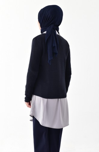 V Yaka Triko Kazak 8089-10 Lacivert