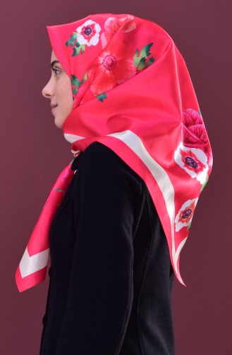 Floral Printed Taffeta Scarf 95147-06 Coral 06