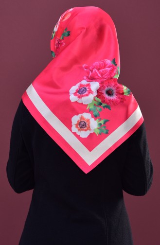 Floral Printed Taffeta Scarf 95147-06 Coral 06