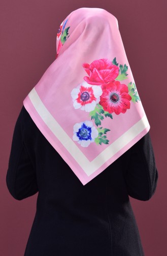 Floral Printed Taffeta Scarf 95147-01 Powder 01