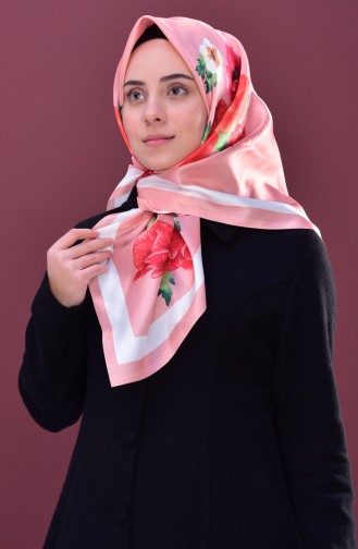 Floral Printed Taffeta Scarf 95147-05 Salmon 05