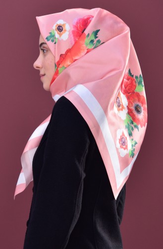 Floral Printed Taffeta Scarf 95147-05 Salmon 05