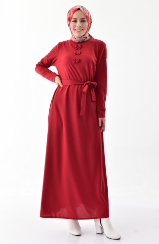 Bow Detailed Dress 1032-05 Bordeaux 1032-05