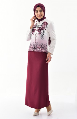 Jacket Skirt Double Team 1177-03 Light Beige Plum 1177-03