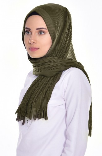 Practical Pleated Cotton Shawl l 1011-07 Khaki 1011-07