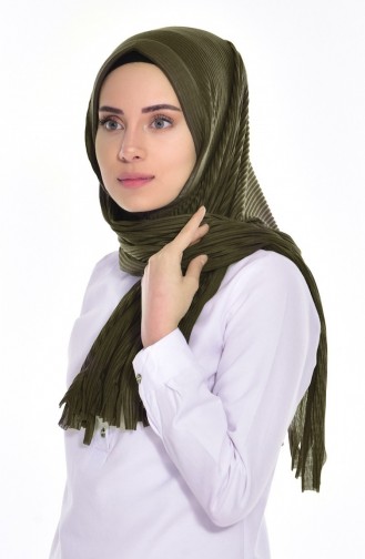 Practical Pleated Cotton Shawl l 1011-07 Khaki 1011-07