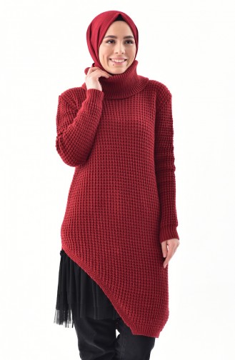 Polo-neck Knitwear Sweater 8011-01 Claret red 8011-01
