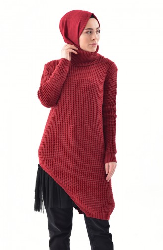 Polo-neck Knitwear Sweater 8011-01 Claret red 8011-01