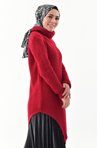 Polo-neck Knitwear Sweater 8011-02 Red 8011-02