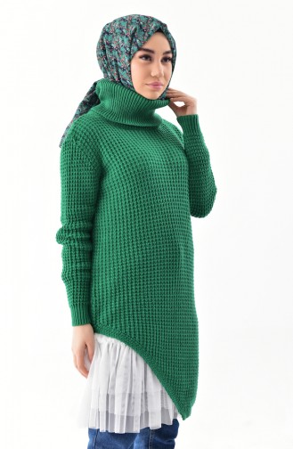 Polo-neck Knitwear Sweater 8011-03 Emerald Green 8011-03