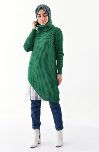 Pull Tricot Col Roulé 8011-03 Vert emeraude 8011-03