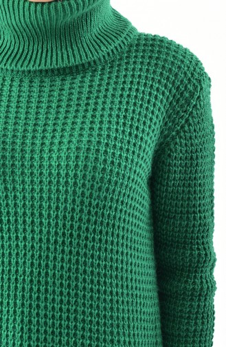 Pull Tricot Col Roulé 8011-03 Vert emeraude 8011-03