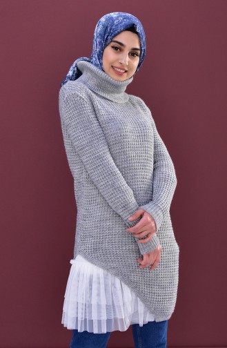Polo-neck Knitwear Sweater 8011-04 Gray 8011-04