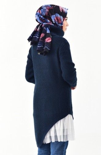 Polo-neck Knitwear Sweater 8011-08 Navy Blue 8011-08