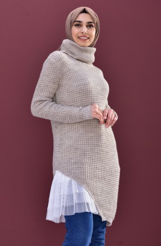 Pull Tricot Col Roulé 8011-09 Beige 8011-09